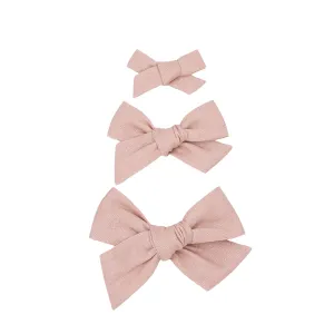 Linen Bow - Rose Clip