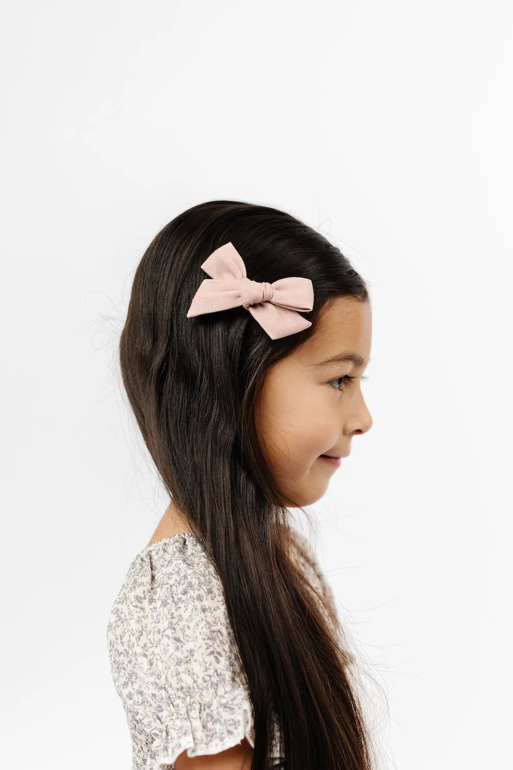 Linen Bow - Rose Clip