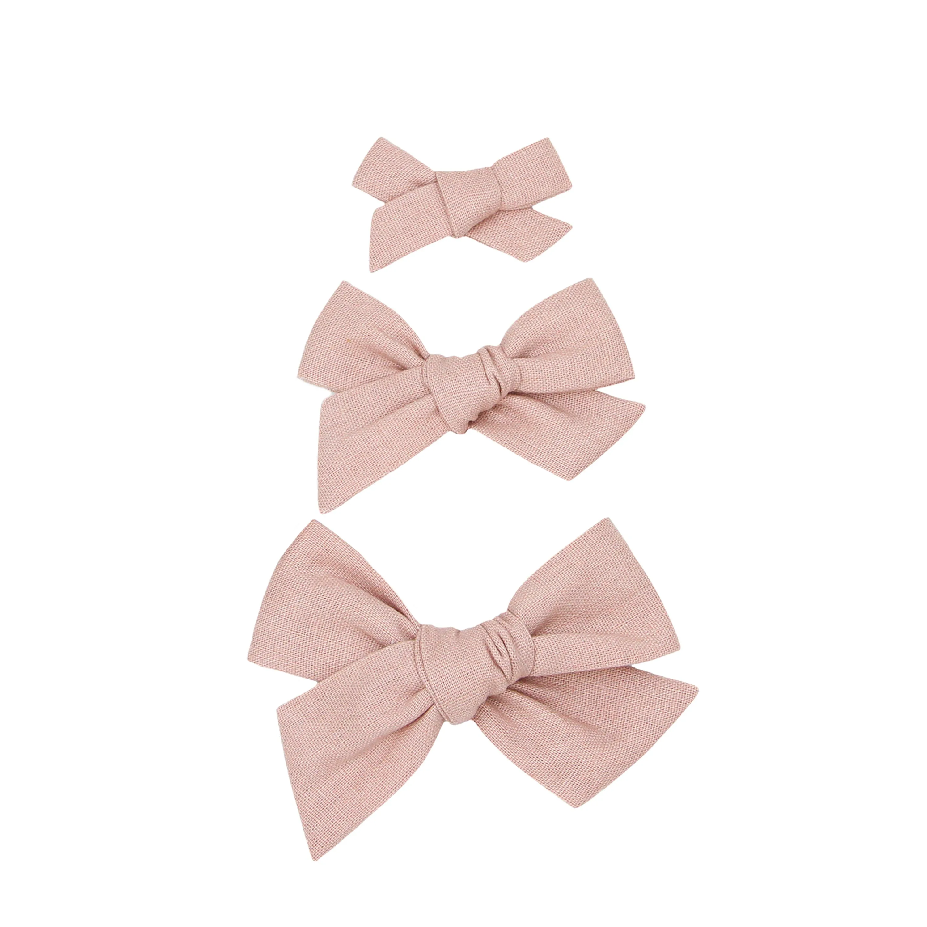 Linen Bow - Rose Clip