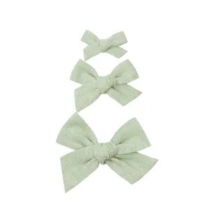 Linen Bow - Sage Clip