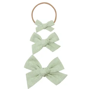 Linen Bow - Sage Headband