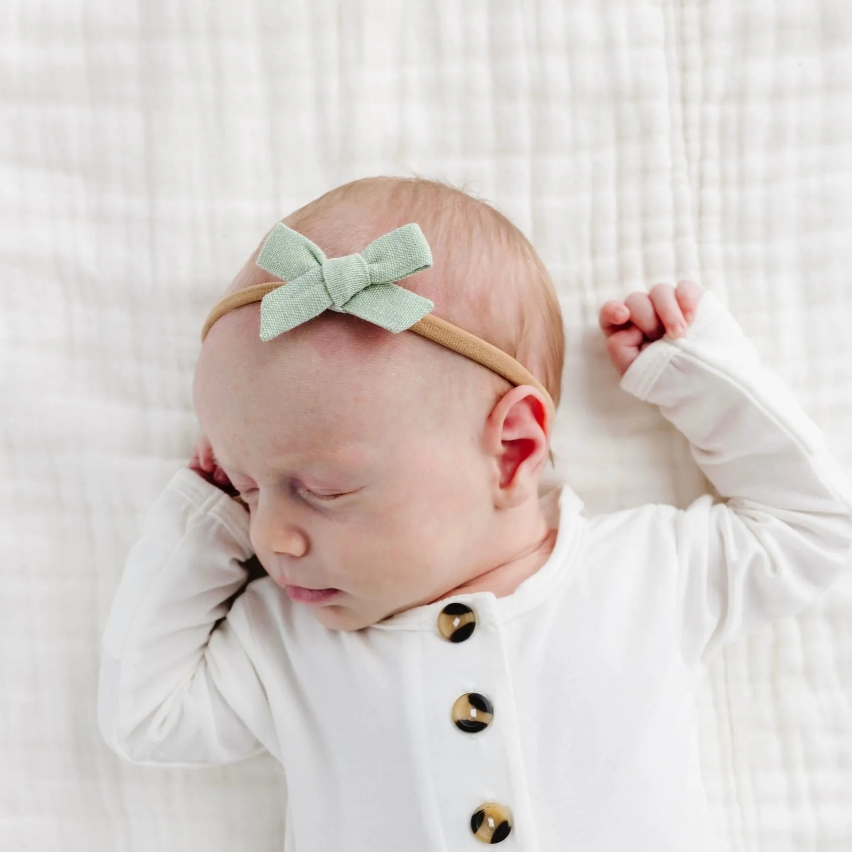 Linen Bow - Sage Headband