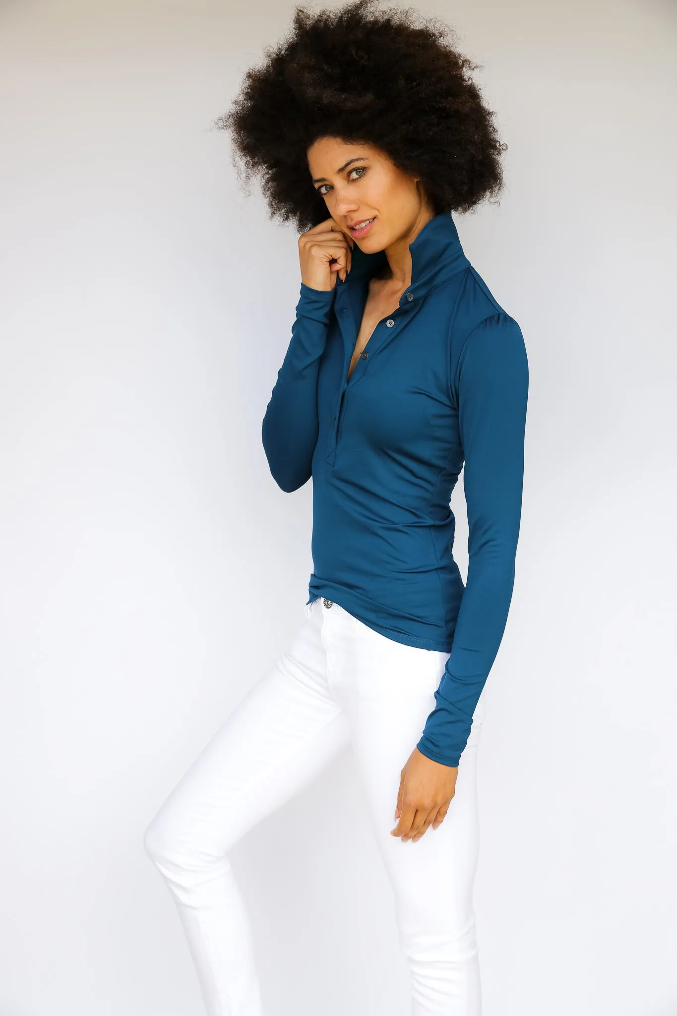 Long Sleeve Gracie Shirt - Moroccan Blue