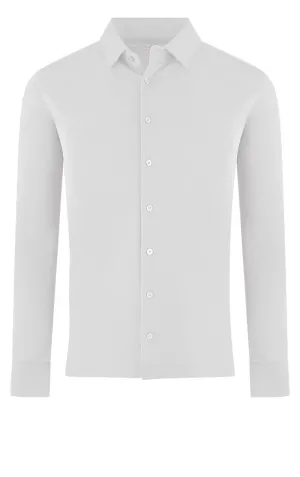 Luxe Pima Stretch Jersey Button Up Sport Shirt in White