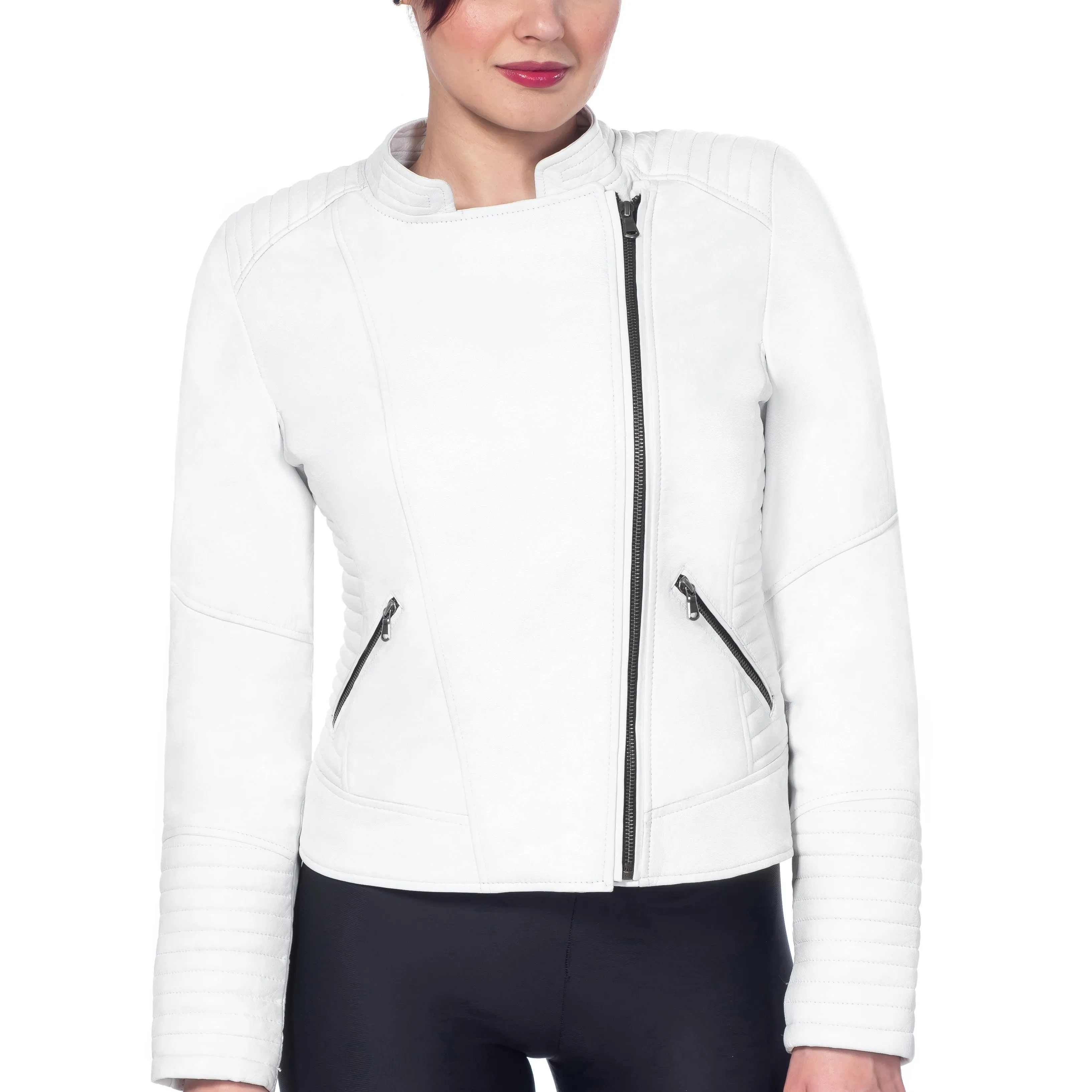 Marla Armored Women's White Motorcycle Leather Jacket