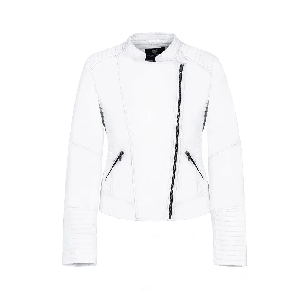 Marla Armored Women's White Motorcycle Leather Jacket
