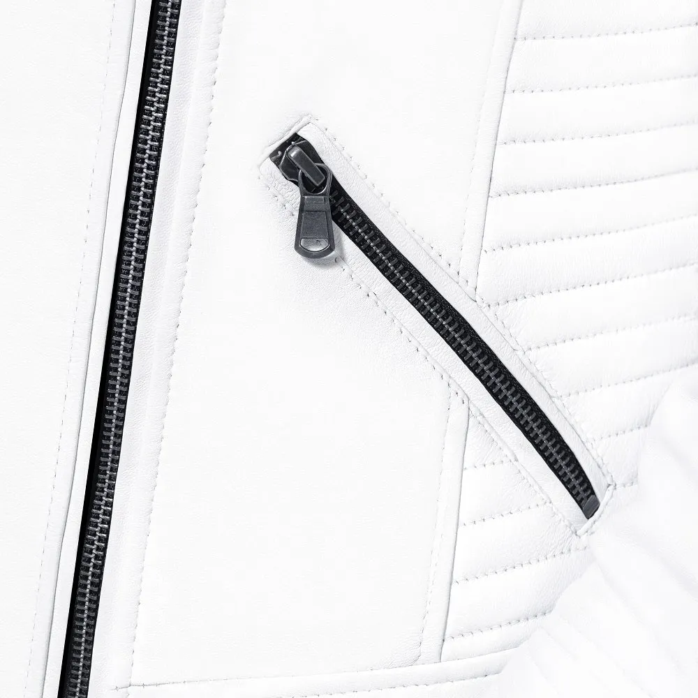 Marla Armored Women's White Motorcycle Leather Jacket