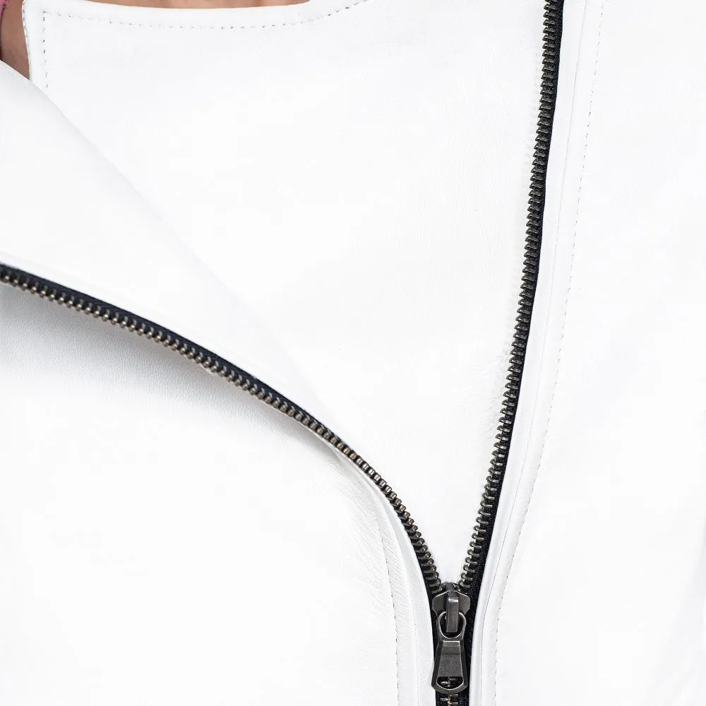 Marla Armored Women's White Motorcycle Leather Jacket