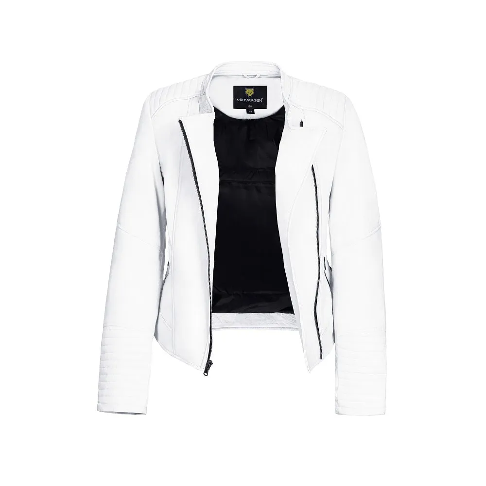 Marla Armored Women's White Motorcycle Leather Jacket