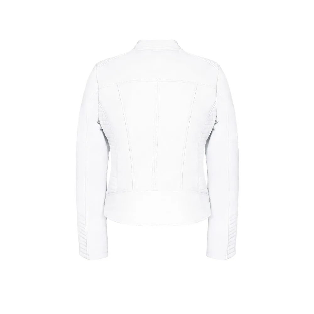 Marla Armored Women's White Motorcycle Leather Jacket