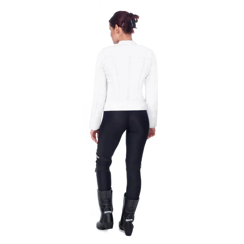 Marla Armored Women's White Motorcycle Leather Jacket