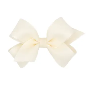 Medium Canvas Linen & Satin Overlay Hair Bow on Clippie
