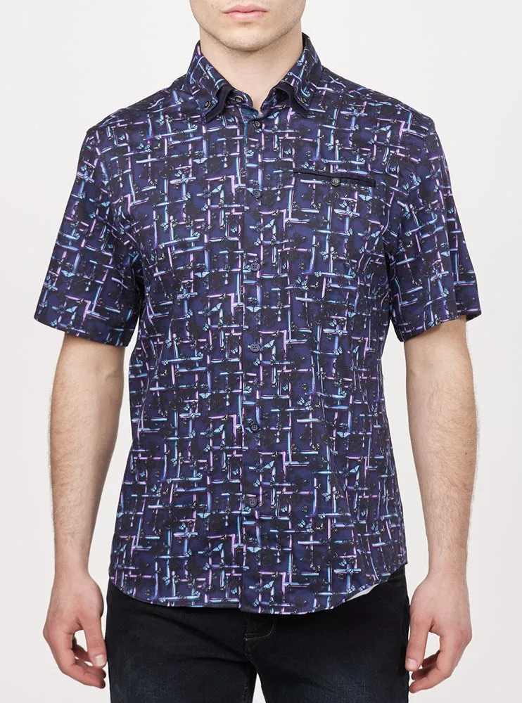 Men's casual short sleeve stretch shirt