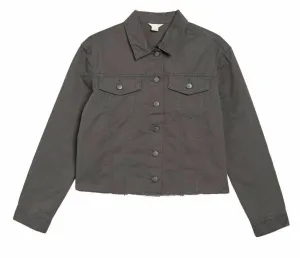 New Nordstrom Women's Caslon Fringe Twill Jacket In Olive, Raw Edge Hem, Sz M! Retails $120 