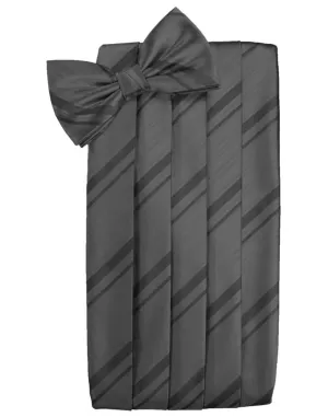 Pewter Striped Satin Cummerbund