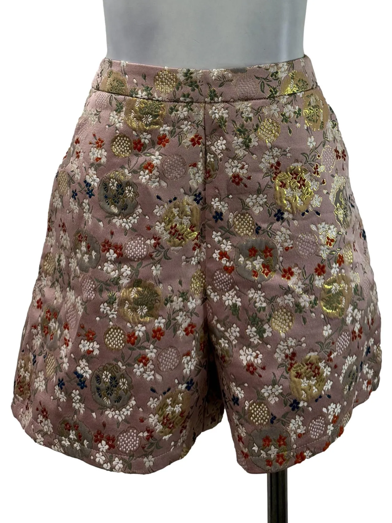 Pink Embroidered Shorts