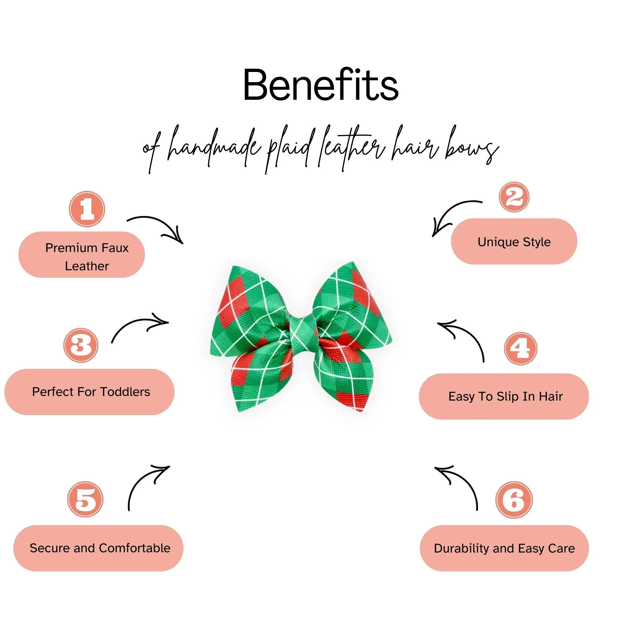 Pink Plaid Sailor Hair Bows