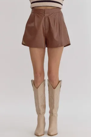 Pleather Shorts {Brown}
