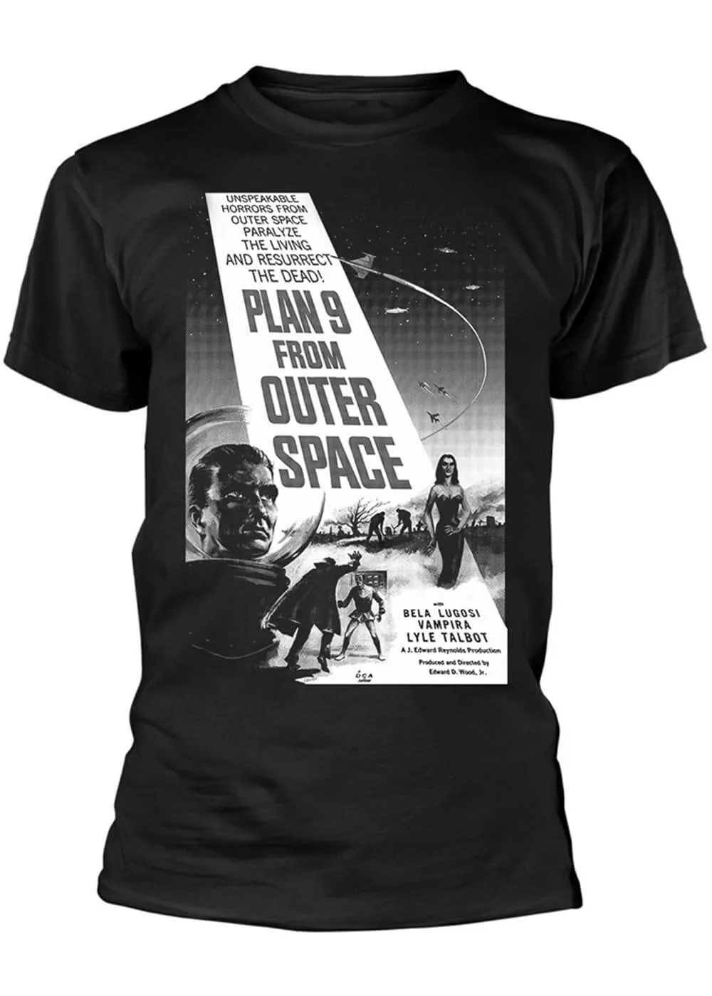 Retro Movies Plan 9 From Outer Space Poster T-Shirt Black