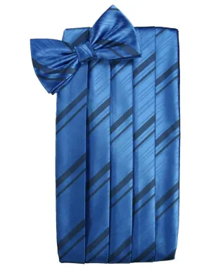 Royal Blue Striped Satin Cummerbund