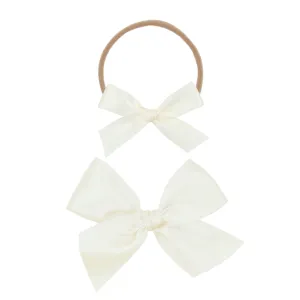 Satin Bow - Cream Headband