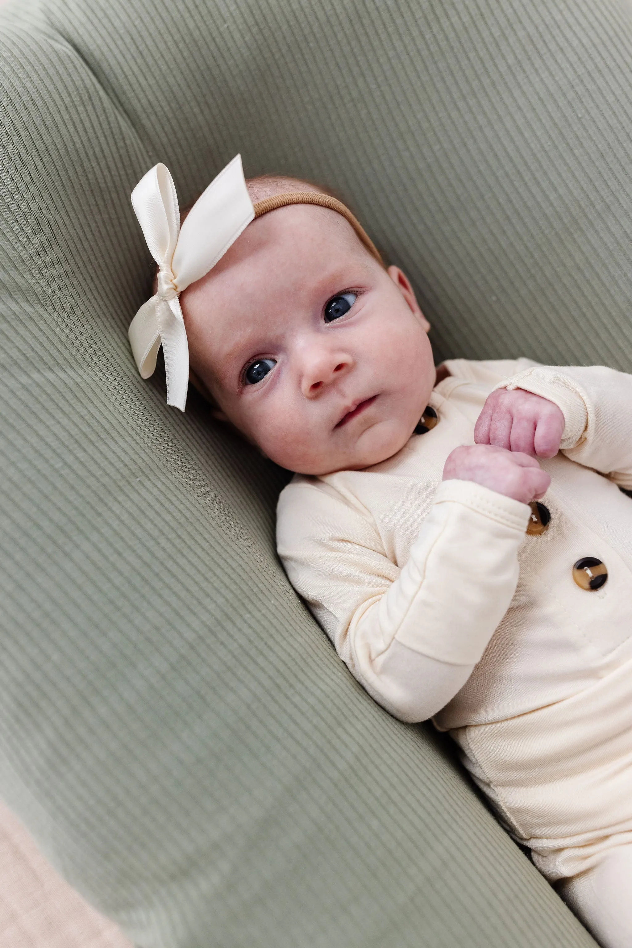 Satin Bow - Cream Headband