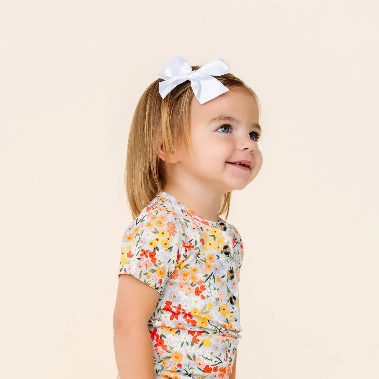 Satin Bow - White Clip