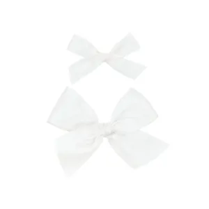 Satin Bow - White Clip