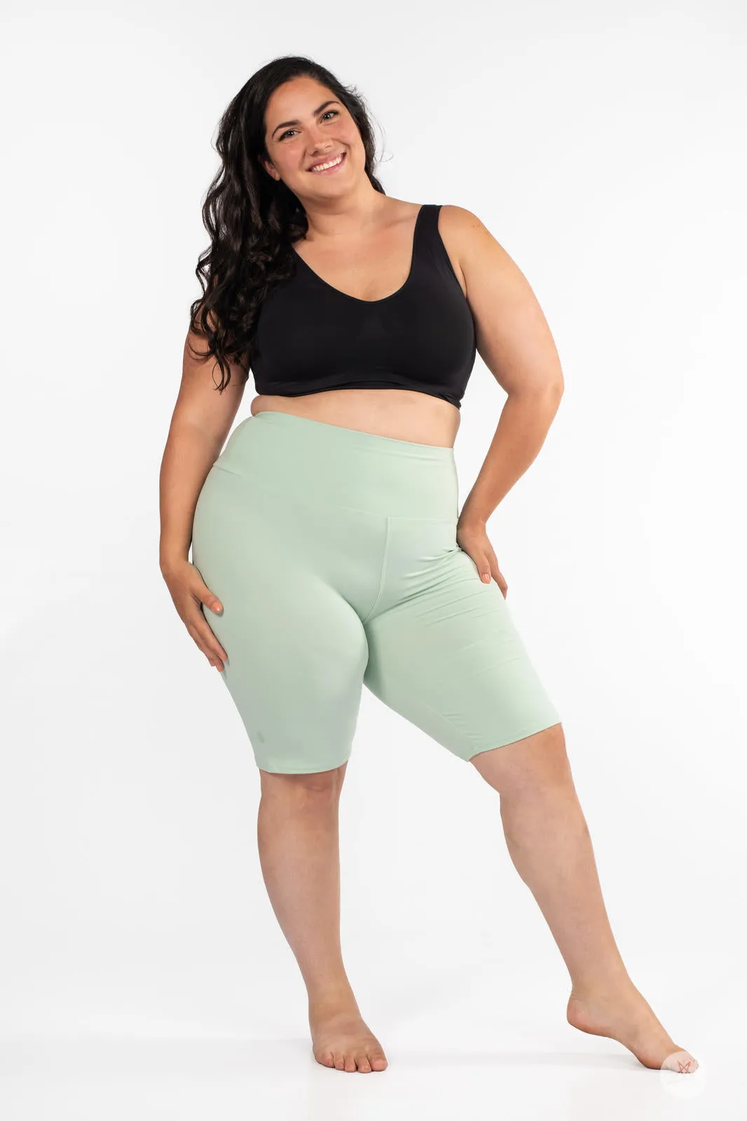 Soft Mint High-Waisted Biker Shorts