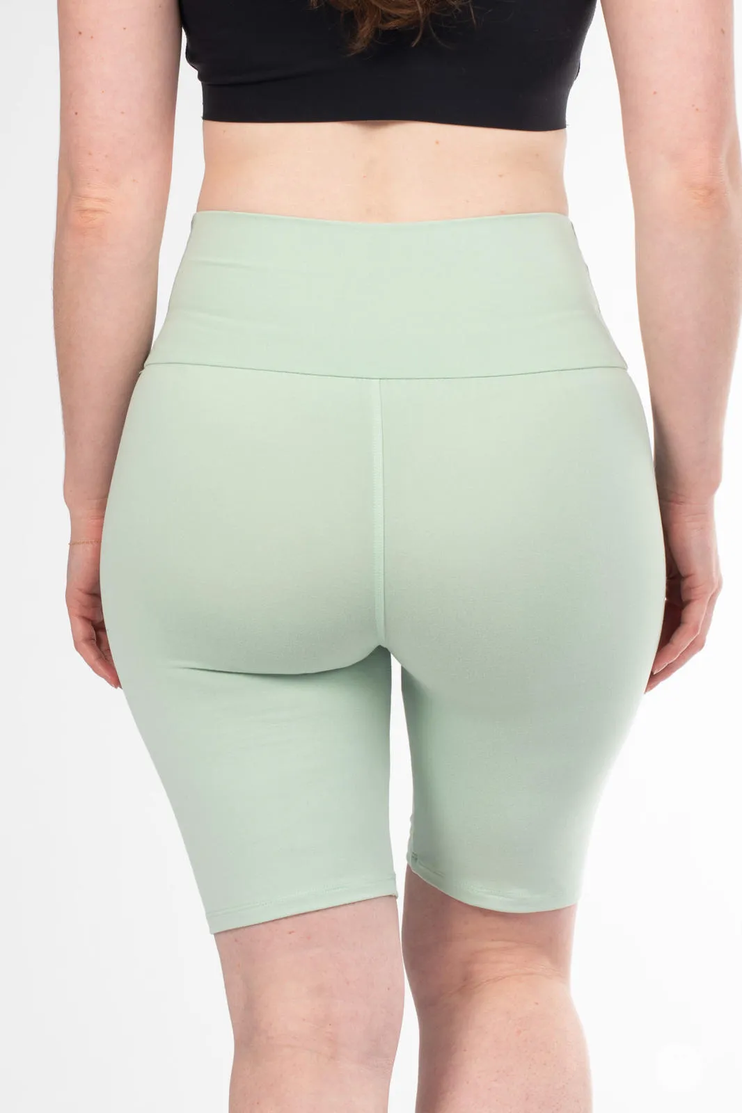 Soft Mint High-Waisted Biker Shorts