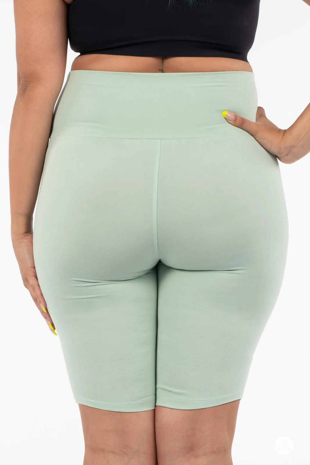 Soft Mint High-Waisted Biker Shorts