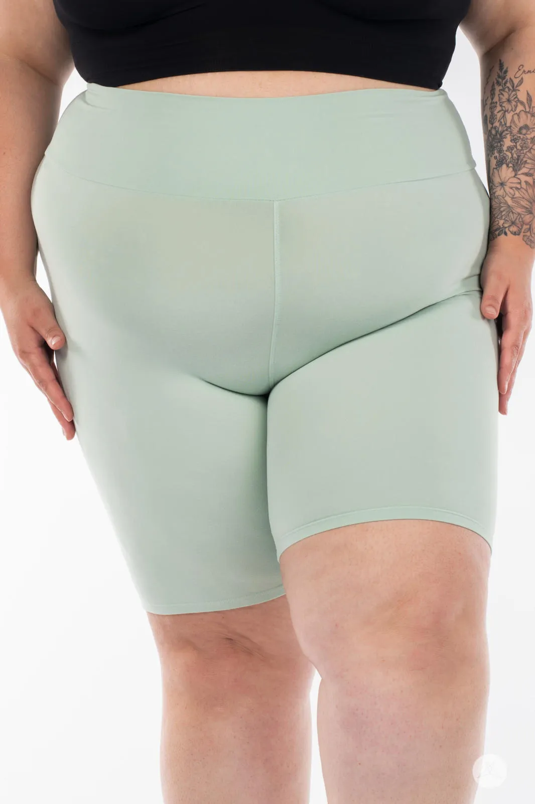 Soft Mint High-Waisted Biker Shorts