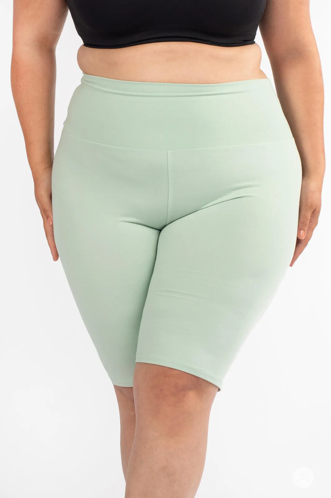 Soft Mint High-Waisted Biker Shorts