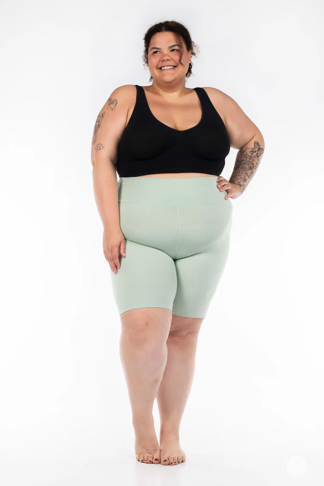 Soft Mint High-Waisted Biker Shorts