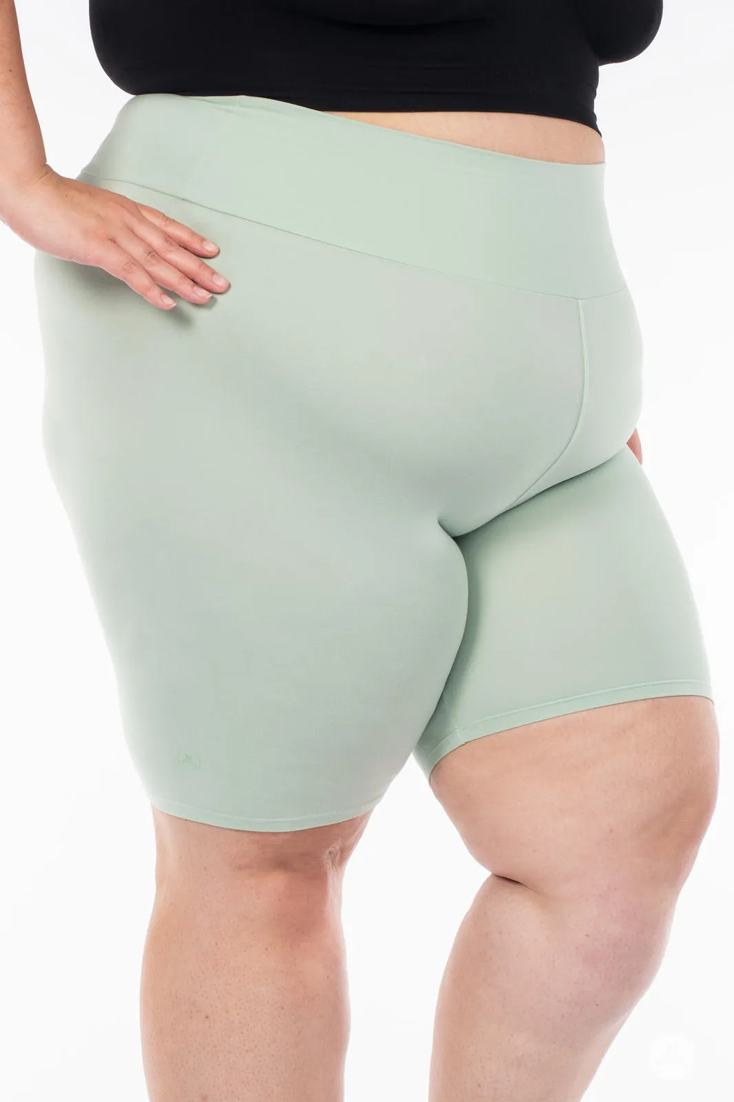 Soft Mint High-Waisted Biker Shorts