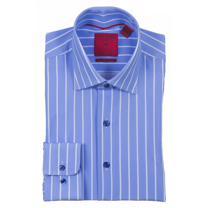 Striped Proper Sport Powder Blue Stretch Dress Shirt