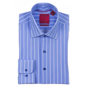 Striped Proper Sport Powder Blue Stretch Dress Shirt