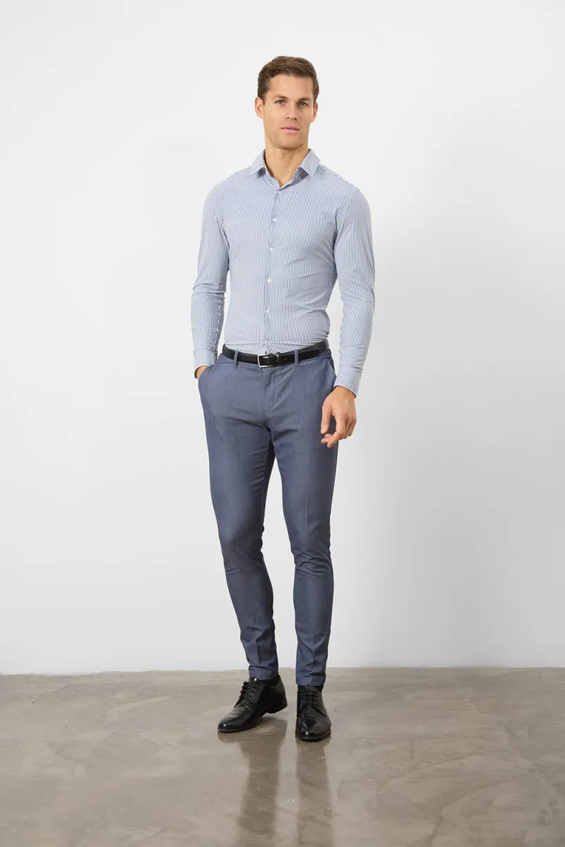 Striped Stretch Formal Shirt in Navy