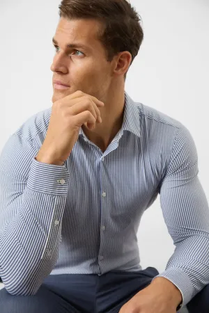 Striped Stretch Formal Shirt in Navy