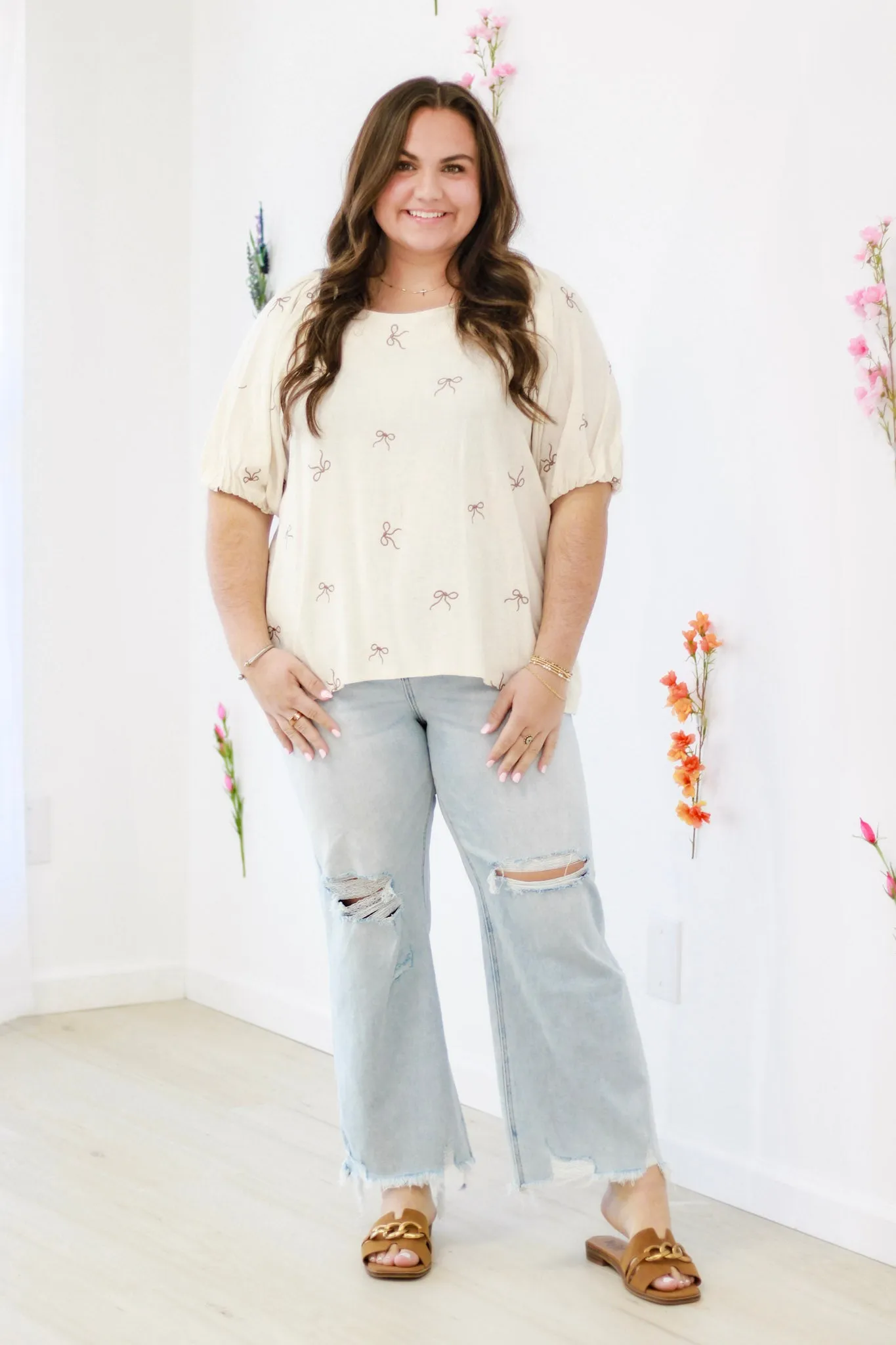 Sweetheart Bow Linen Top