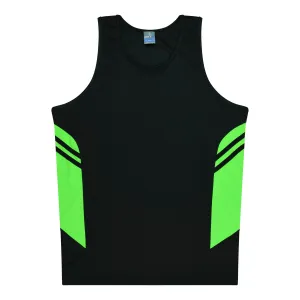 TASMAN KIDS SINGLETS - BLACK/NEON GREEN