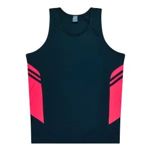 TASMAN KIDS SINGLETS - NAVY/NEON PINK