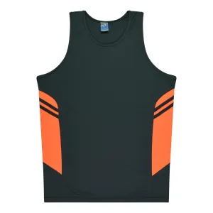 TASMAN KIDS SINGLETS - SLATE/NEON ORANGE