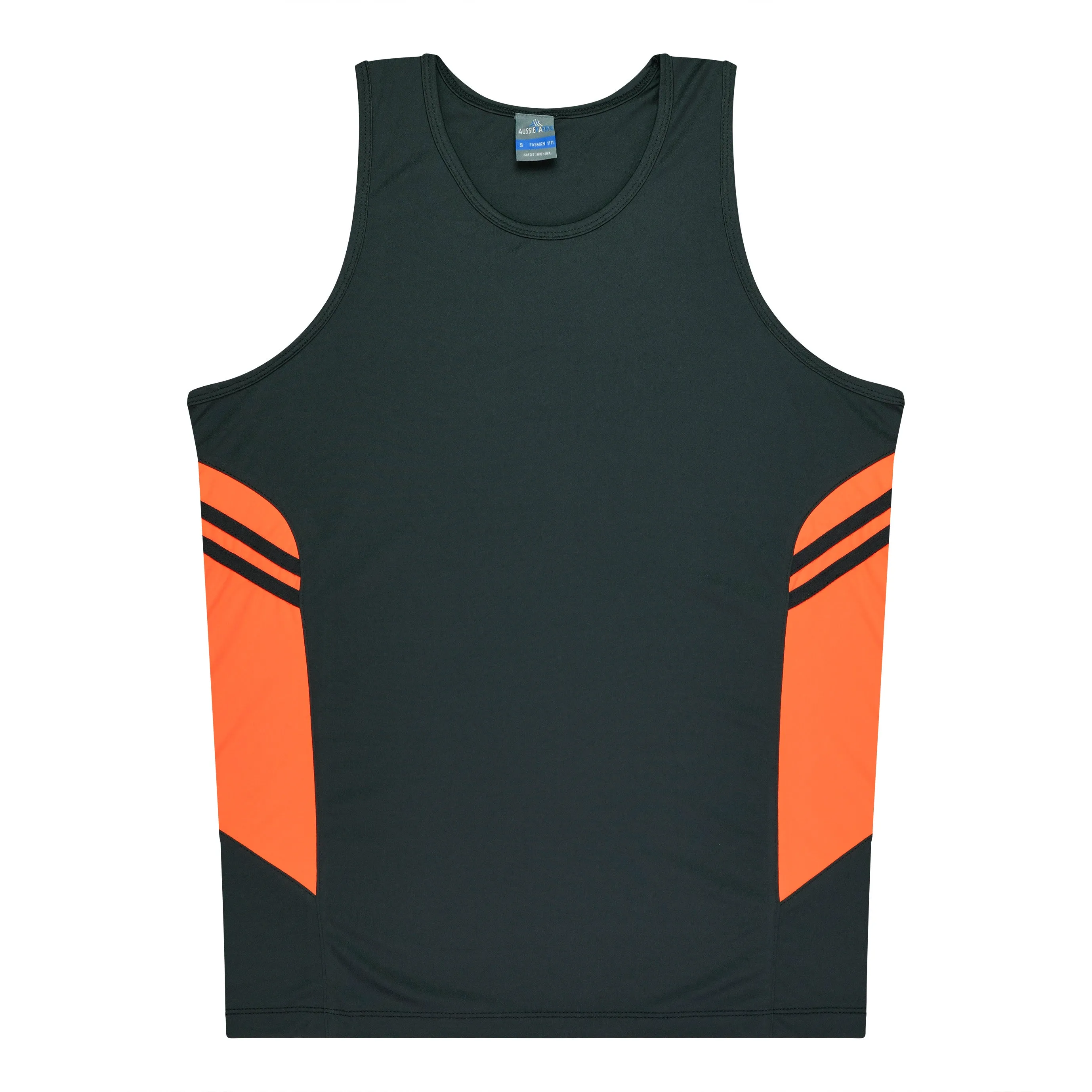 TASMAN KIDS SINGLETS - SLATE/NEON ORANGE