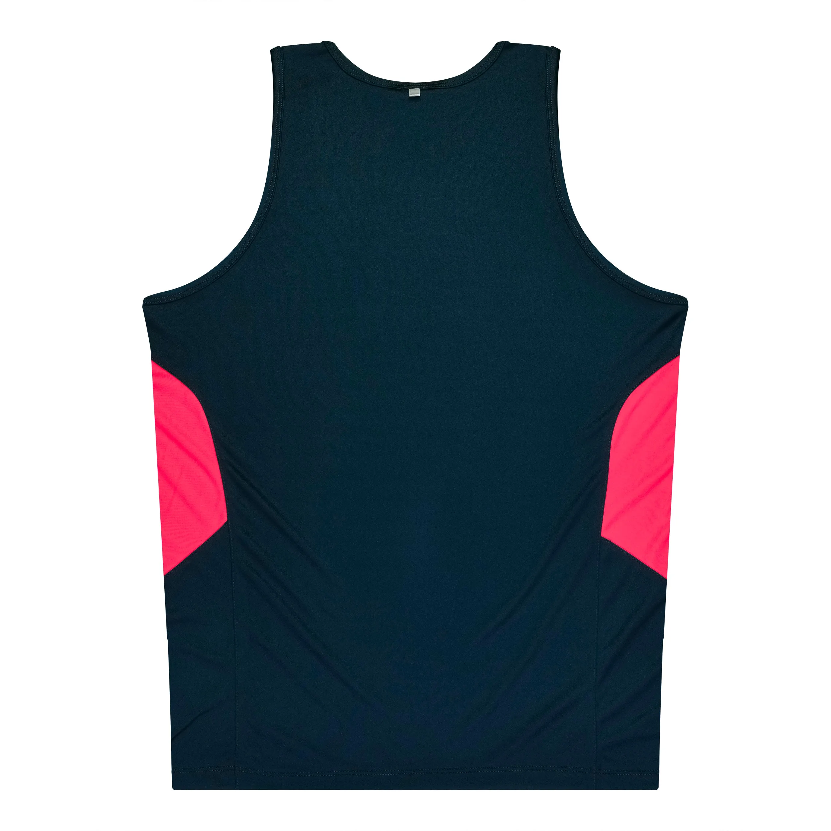 TASMAN MENS SINGLETS - NAVY/NEON PINK