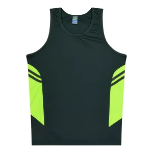 TASMAN MENS SINGLETS - SLATE/NEON YELLOW
