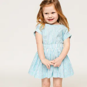 The Bow Back Dress - Linen Stripe