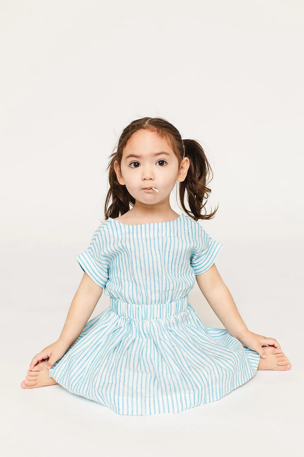 The Bow Back Dress - Linen Stripe
