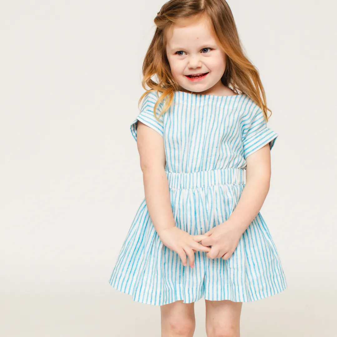 The Bow Back Dress - Linen Stripe