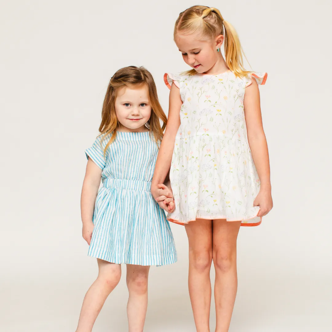 The Bow Back Dress - Linen Stripe